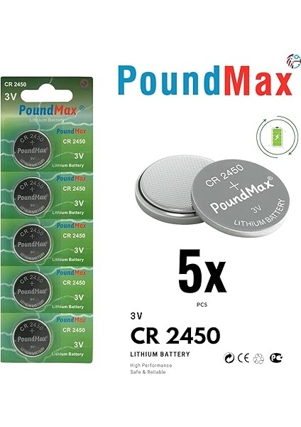 Adet 2450 CR2450 DL2450 DL2450 ECR2450 KCR2450 3V Poundmax Lityum Düğme Piller, Düğme Pil, Çocuklara Dayanıklı Ambalaj, Akıllı Ev Cihazları, Küçük Elektronik Ev Aletleri, Araba Anahtarları ve Diğer fiyatları