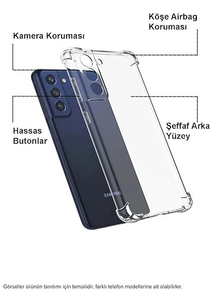 Galaxy A56 Kapak Kamera Korumalı Airbag Antishock Köşe Korumalı Şeffaf Silikon Kılıf fiyatları