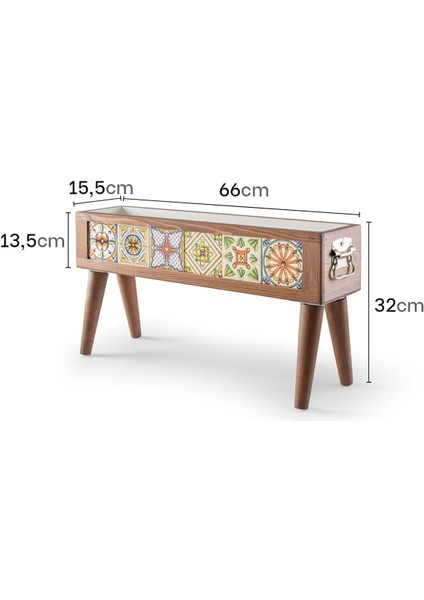 El Yapımı Ayaklı 6 Çinili Dekoratif Modern Ahşap Dikdörtgen Bahçe Balkon Saksı Saksılık Çiçeklik fiyatları