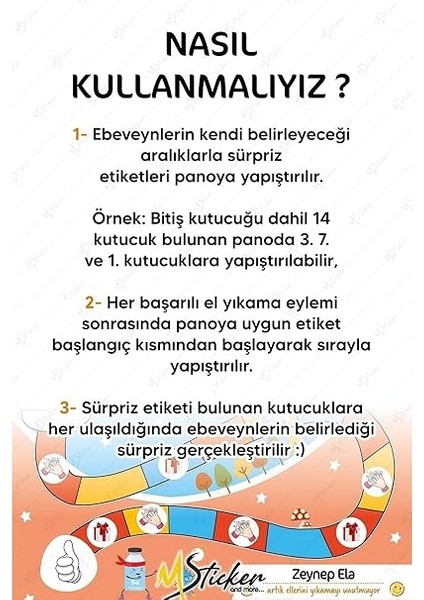 ve Eğitici El Yıkama Eğitimi Sticker Panosu 30 x 40 cm modelleri