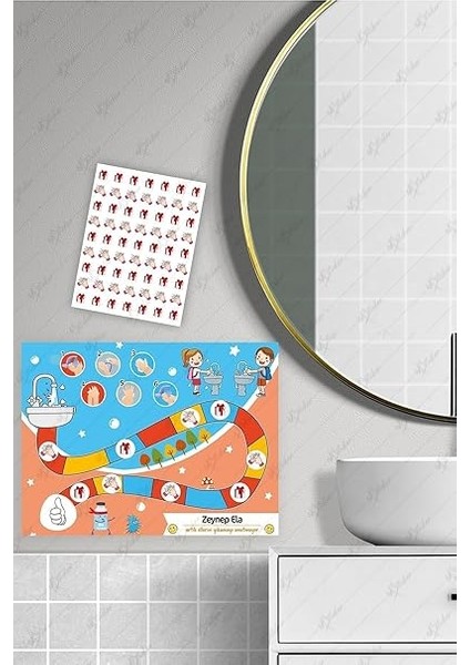 ve Eğitici El Yıkama Eğitimi Sticker Panosu 30 x 40 cm fırsatları