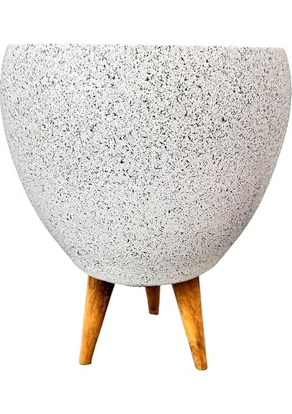 Tasarımı Ev Dekorasyon Beyaz Granit Toprak Saksı Saksılık Salon Çiçeklik 3 Ayaklı - 15 cm modelleri