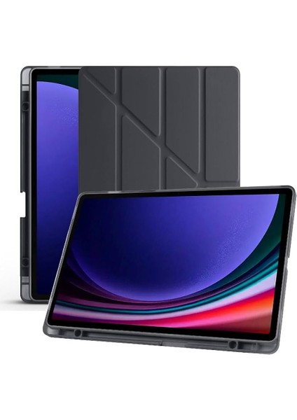 Galaxy Tab S10 Plus X820 12.4 Inç Uyumlu Tablet Kılıfı – Kalemlikli, Katlanabilir Smart Cover, Stand Özellikli, Darbe Emici Arka Koruma, Ince ve Hafif Tasarım (Siyah)