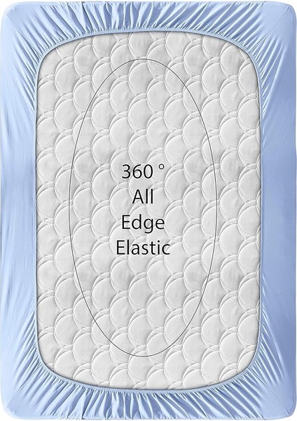 Home Örme Penye Lastikli Çarşaf, Battal Çift Kişilik, Açık Mavi, Pamuk-Elastan 230 G/m2 fırsatları