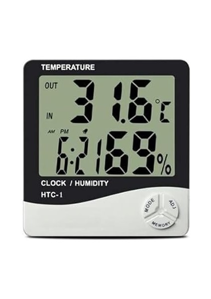 Odası Masaüstü Dijital Termometre Nem Ölçer Higrometre Saat