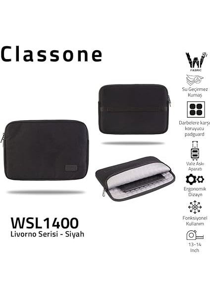 Livorno WSL1400 13-14" Macbook Notebook Tablet Kılıf-Siyah fiyatları