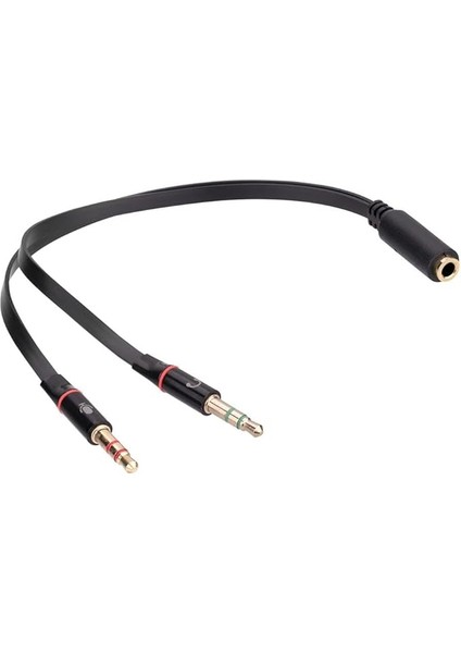 HY-X78 Siyah 3.5mm To Audio + Mic 0.15M Kulaklık Çevirici