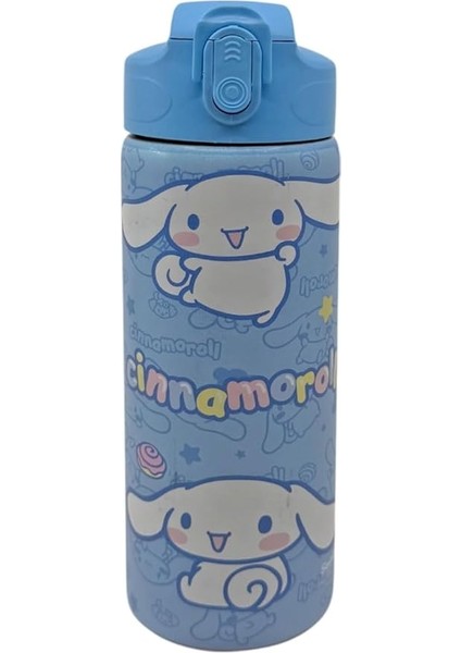 600ML Cinnamoroll Temalı Lisanslı Pipetli Kilitlenebilir Kapak Paslanmaz Çelik Termos Matara