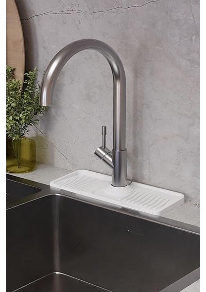 Home Musluk Matı Elastik Silikon Mutfak ve Banyo Için Lavobo Su Tutucu Musluk ve Batarya Matı, Beyaz fiyatları