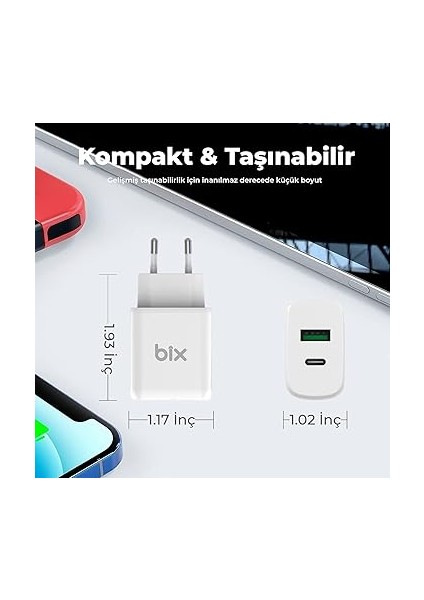ZH-2U41T 25W Pd 3.0 Type-C & Usb-A Çift Bağlantı Noktalı Hızlı Şarj Adaptörü, Huawei, iPhone 15/14/13/12/pro Max, iPad Air/pro ve Daha Fazlası ile Uyumlu indirimleri