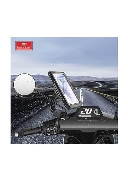 EH-139 Motosiklet Telefon Tutucu Ayna Tipi Su Geçirmez Dokunmatik Dikiz Aynası 4,7-7 Inç Bisiklet Motor fırsatları