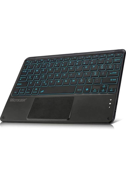 Tablet ve Telefonlar Için Rgb Işık Şarjlı Touchpadli Türkçe Bluetooth Klavye 24 cm - AL2897