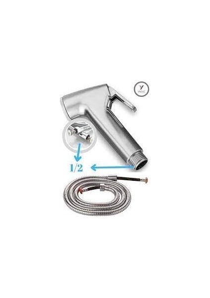 Yapı Krom Taharetmatik Şattaf Sprey Seti - Tuvalet Spreyi (El Duşu + Ayaklık + Spiral Hortum G1/2 -G3/8) fırsatları