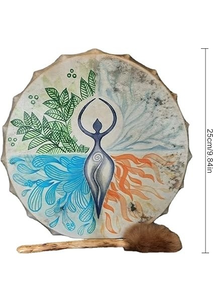 10 Inç Şaman Davul Davul Sopa, El Tasarlanmış Hayat Ağacı Davul Sibirya Davul, Vintage Perküsyon Enstrüman Manevi Müzik Sembolü fırsatları