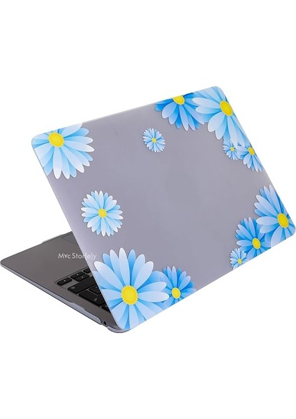 Macbook Air Kılıf 13.6 Inç M2-M3-M4 Çip FLOWER07NL (13.6" Air) A2681 A3113 A3240 ile Uyumlu Açık Mavi