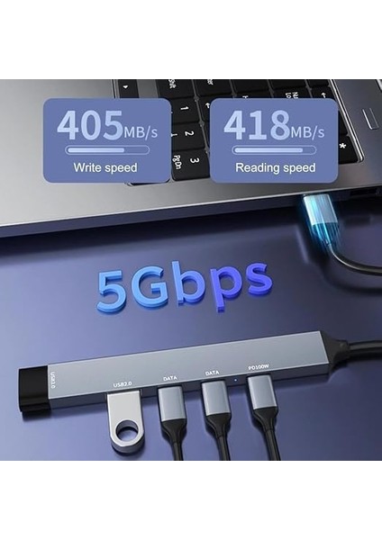 PD100W 5gbps 5in1 Extender Çevirici, Type-C ve USB Hub, Type-C ve USB Çıkışlı USB C Hub Adaptörü Macbook ile Uyumlu ZR869 fiyatları