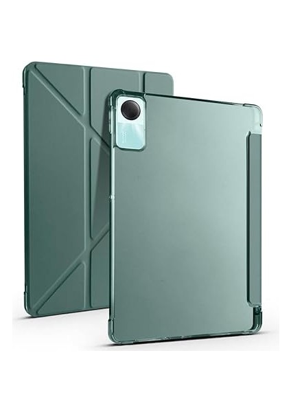Redmi Pad Se 11INÇ ile Uyumlu Kılıf Kalem Bölmeli Trifolding Case Koyu Yeşil fiyatları