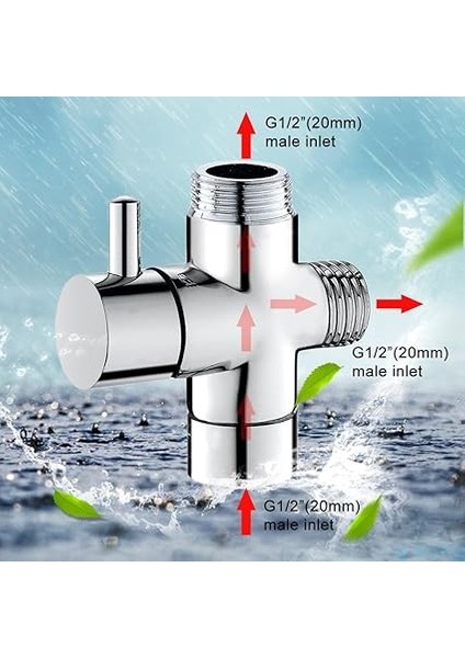 Rusee 3 Yollu Değiştirme Vanası, Valf Değiştirme Şalteri G 1/2 Inç Masif Pirinç Duş Adaptörü Değiştirme Vanası Duş Sistemi Yedek Parçası, Krom Cilalı indirimleri