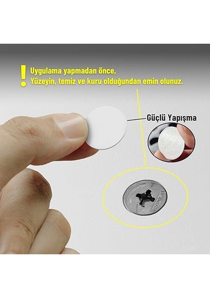 Vida Çivi Gizleyici Tapa 15MM x 78 Parça | Çivi ve Vida Deliği Için Gizleyici Sticker | Kendinden Yapışkanlı Vida Tapası (Beyaz) fırsatları
