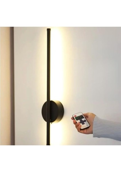 Uzaktan Kumandalı Duvar Apliği, Mıknatıslı Kablosuz Iç Mekan Duvar Aydınlatması (Siyah)