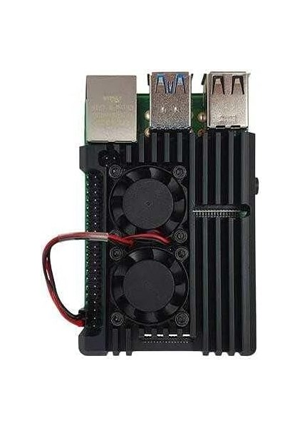 Pi 4 Alüminyum Çift Fanlı Muhafaza Kutusu - Siyah fiyatları