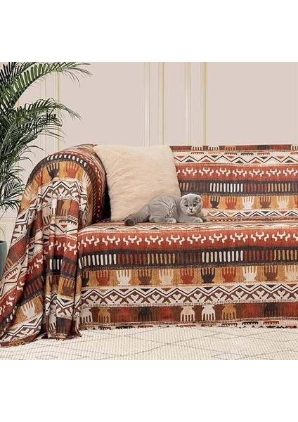 Concept Softmicro Boho Etnik Desenli Mikrofiber Koltuk Örtüsü ve Şalı, Kaymaz TOPRAK180X220 cm fiyatları