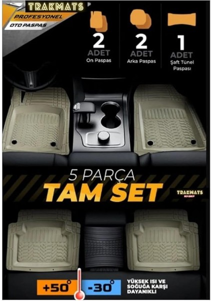 Nissan X-Trail 7 Koltuk 2014-2020 Kesilebilir Pro-Mats Yumuşak Oto Paspas Bej