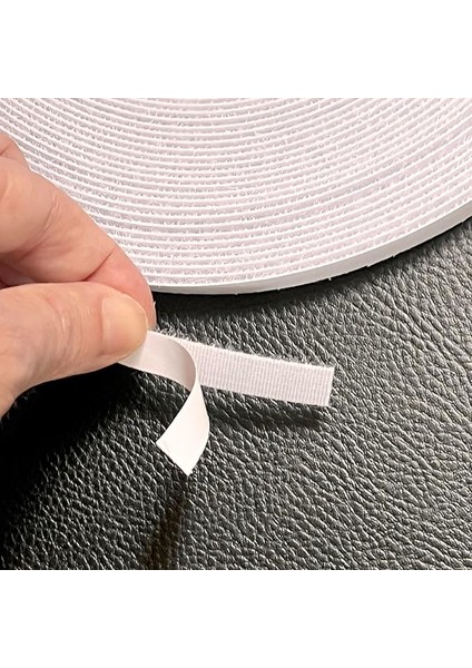 1 cm 25 Metre Cırt Bant Arkası Yapışkanlı Şerit Cırt Cırtlı Bant Beyaz, Aso, Siyah