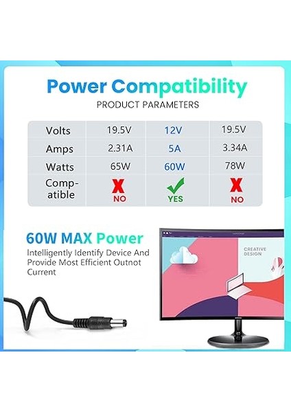 LED Şeritler, LED Işık Şeridi, Tv, DVD Tv'ler Tft Ekran Monitörü, Nas, Ext Için 12V 5A 60W Güç Kaynağı. Sabit Sürücüler, Pico-Psu Için Güç Kaynağı Adaptörüne Kadar 5.5 * 2.5/2.1 mm fiyatları