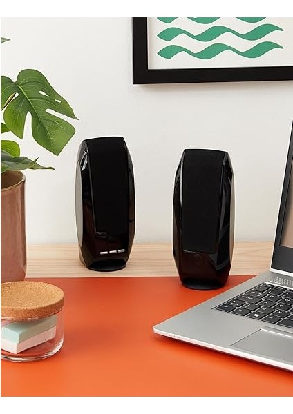 S150 USB Stereo Hoparlör, 2.0, Ince ve Hafif Tasarım, Kompakt ve Taşınabilir, Kolay Ses Kontrolleri, LED Işıklı Gösterge, Sessize Alma Tuşu, 2 W, Siyah fiyatları