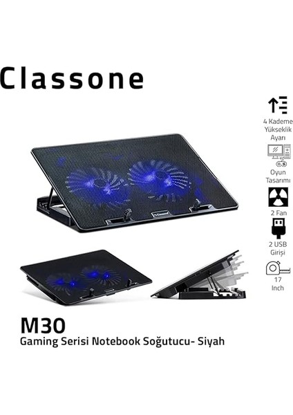 M30 Gaming LED Notebook Soğutucu, 15.6", Mavi fiyatları