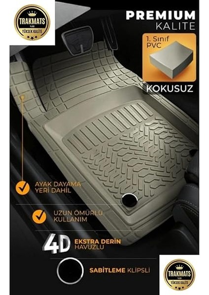 Nissan X-Trail 7 Koltuk 2014-2020 Kesilebilir Pro-Mats Yumuşak Oto Paspas Bej modelleri