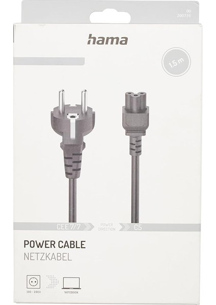 Kablosu Notebook Adaptörü Siyah 1.5m