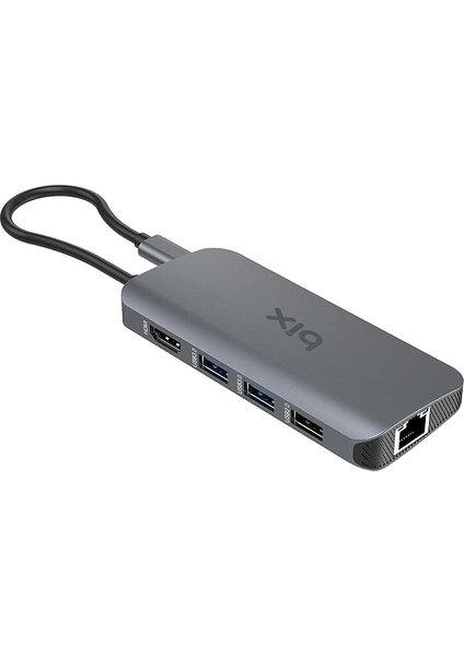 BX10HB Pro 8in1 USB C Hub 4K@60Hz Hdcp Hdmı, 1gbps RJ45, 3x USB 3.2, 100W Pd Port Macbook Uyumlu Dönüştürücü