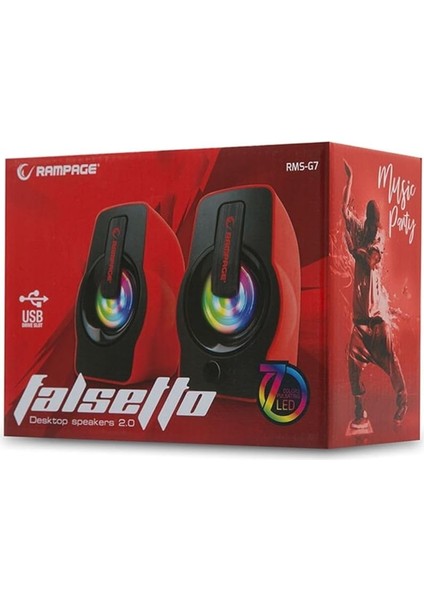 Rms-G7 Falsetto 2.0 6 Watt Rgb Ledli Kırmızı Multimedia Gaming USB Speaker, Oyuncu Hoparlör modelleri