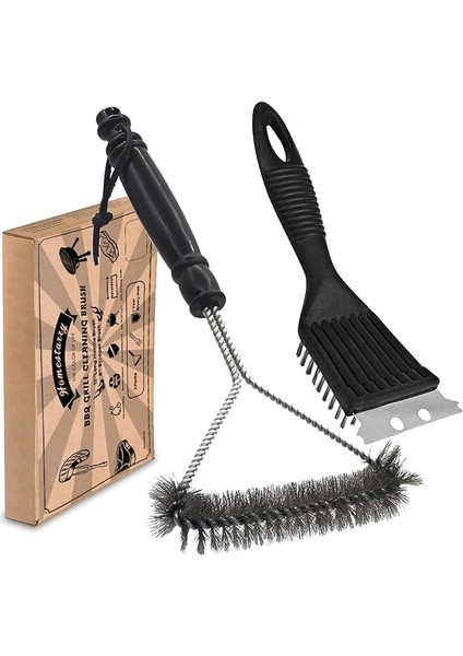 Barbekü Temizleyici, 2 Paket Metal Barbekü Izgara Temizleme Fırçası ve Kazıyıcı. 12 Inç ve 20 cm Çelik Barbekü Kıl Temizleyici Barbekü Izgara Mutfak Temizleme Fırçası Daha Kolay ve Etkili