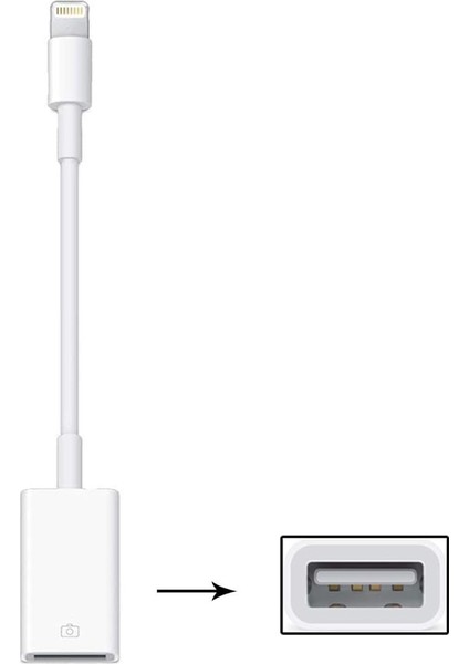 Lightning iPhone iPad To USB Kamera Adaptörü - Lightning To USB Beyaz - AL2470