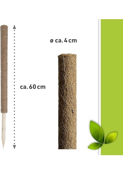 05660 Hindistan Cevizi Bitki Çubuğu, Tırmanma Çubuğu, Çiçek Çubuğu, Hindistan Cevizi Çubuğu, Dekorasyon Için, Doğal Hindistan Cevizi Lifinden, Uzatılabilir, 60 cm fiyatları