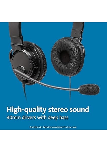 K97601WW USB Hifi Mikrofonlu Kulaklık, Yüksek Kaliteli Stereo Ses, Gürültü Azaltmalı Ayarlanabilir Mikrofon, Iş Veya Oyun Için Profesyonel Konferanslar Için, Siyah fiyatları