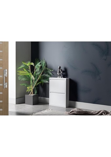 2 Raflı Metal Ayakkabılık | Beyaz | Ayakkabı Rafı | Ayakkabı Dolabı