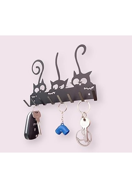 Anahtar Askılığı Ister Kendinden Yapışkanlı Ister Vidalı Kedicik Mat Siyah fiyatları