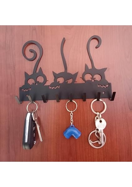 Anahtar Askılığı Ister Kendinden Yapışkanlı Ister Vidalı Kedicik Mat Siyah fırsatları