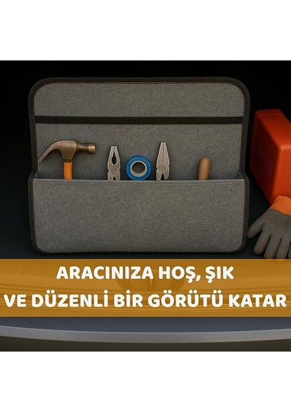 Premium Keçe Araç Bagaj Organizeri Suya Dayanıklı Pratik Taşınabilir Katlanabilir Seyahat Çantası Araç Içi Düzenleme Kutusu (Gri) modelleri