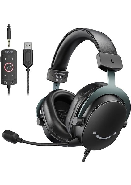 3,5 mm Ses Jaklı Oyun USB Kulaklığı, 7.1 Surround Ses, Çıkarılabilir Mikrofon, Ses Kontrolü, Kablolu Kulaklıklar Siyah Ps5/ps4/anahtar/xbox Denetleyici H9 Için