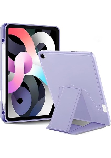 iPad Tablet Ile Uyumlu Kılıf Lüks Kadife Iç Kaplamalı Suni Deri Mıknatıslı Standlı Tablet Arka Kapak (Lila, iPad 9.nesil 10.2 Inch)