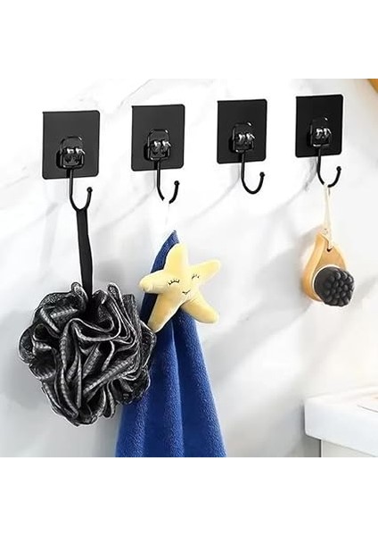 10 Adet Duvara, Dolapa Yapışan Güçlü Yapışkanlı Siyah Duvar Askısı, Delmeden, Vida Kullanmadan Pratik Çözüm indirimleri