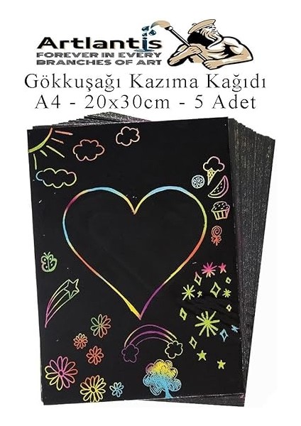 Sihirli Gökkuşağı Kazıma Kağıdı A4 5 Yaprak 1 Paket 20X30 cm Siyah Sihirli Kağıt Rainbow Paper fiyatları