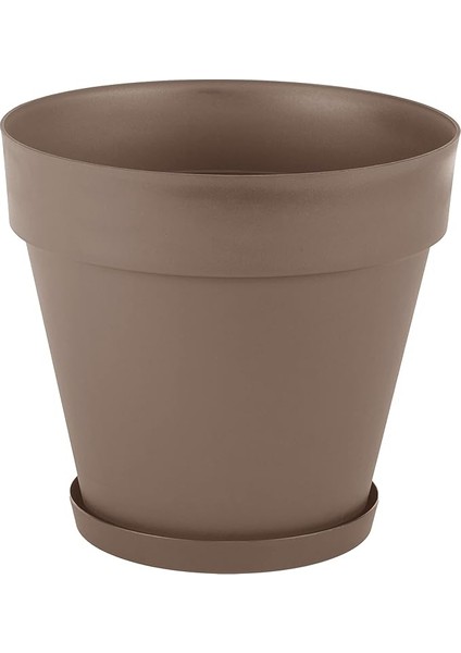 YS07 Yalı Saksı Drenaj Aparatlı Tabaklı Dekoratif Saksı 46,5cm, 46 Litre Mocha