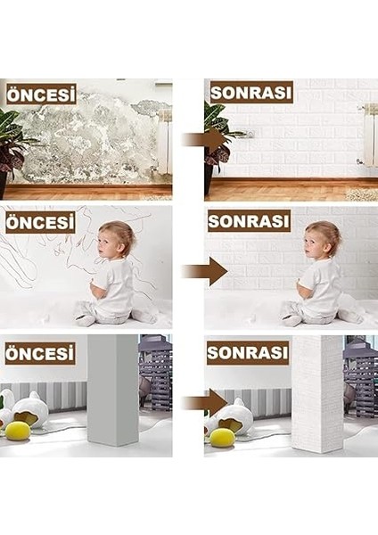 Duvarlar Kendinden Yapışkanlı Estetik 3D Boyut Duvar Kağıdı Paneli Beyaz (Beyaz) indirimleri