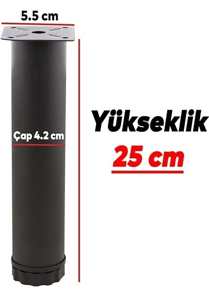 Mobilya Kanepe Baza Koltuk Metal Destek Ayağı Ayarlanabilir Siyah Ayak 25 cm modelleri